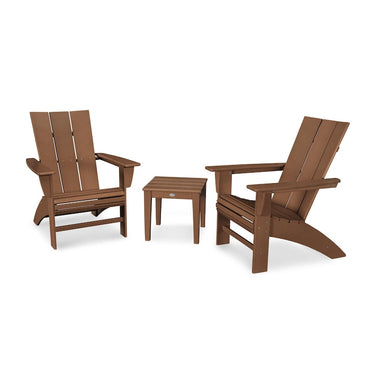 POLYWOOD Modern 3-Piece Curveback Adirondack Set - Teak